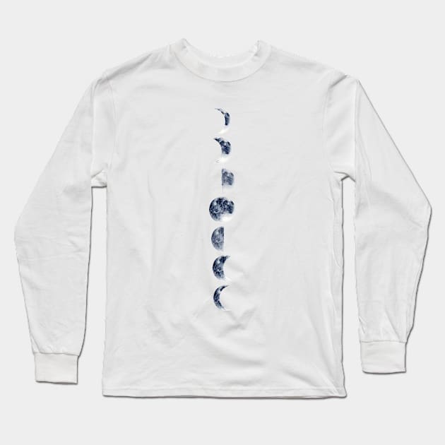 Moon Phases | Horizontal | Watercolor Long Sleeve T-Shirt by Harpleydesign